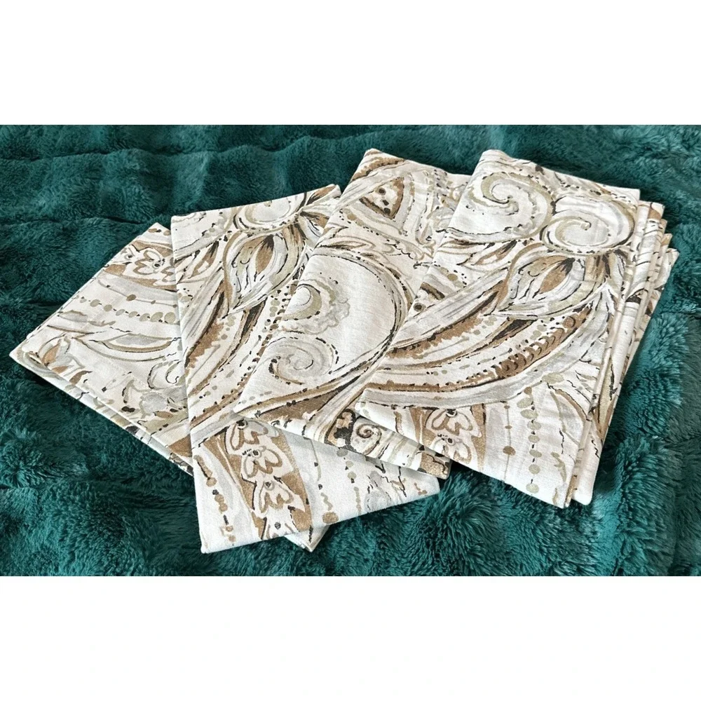 Pottery Barn Set Of Four Jolie 2014 Paisley Floral Napkins One Size Cotton‎ Y2K